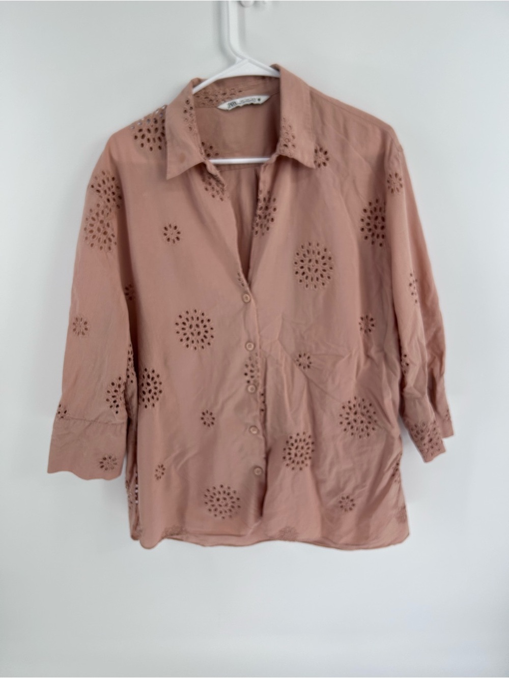 Zara Eyelet Button-Front Top - Large